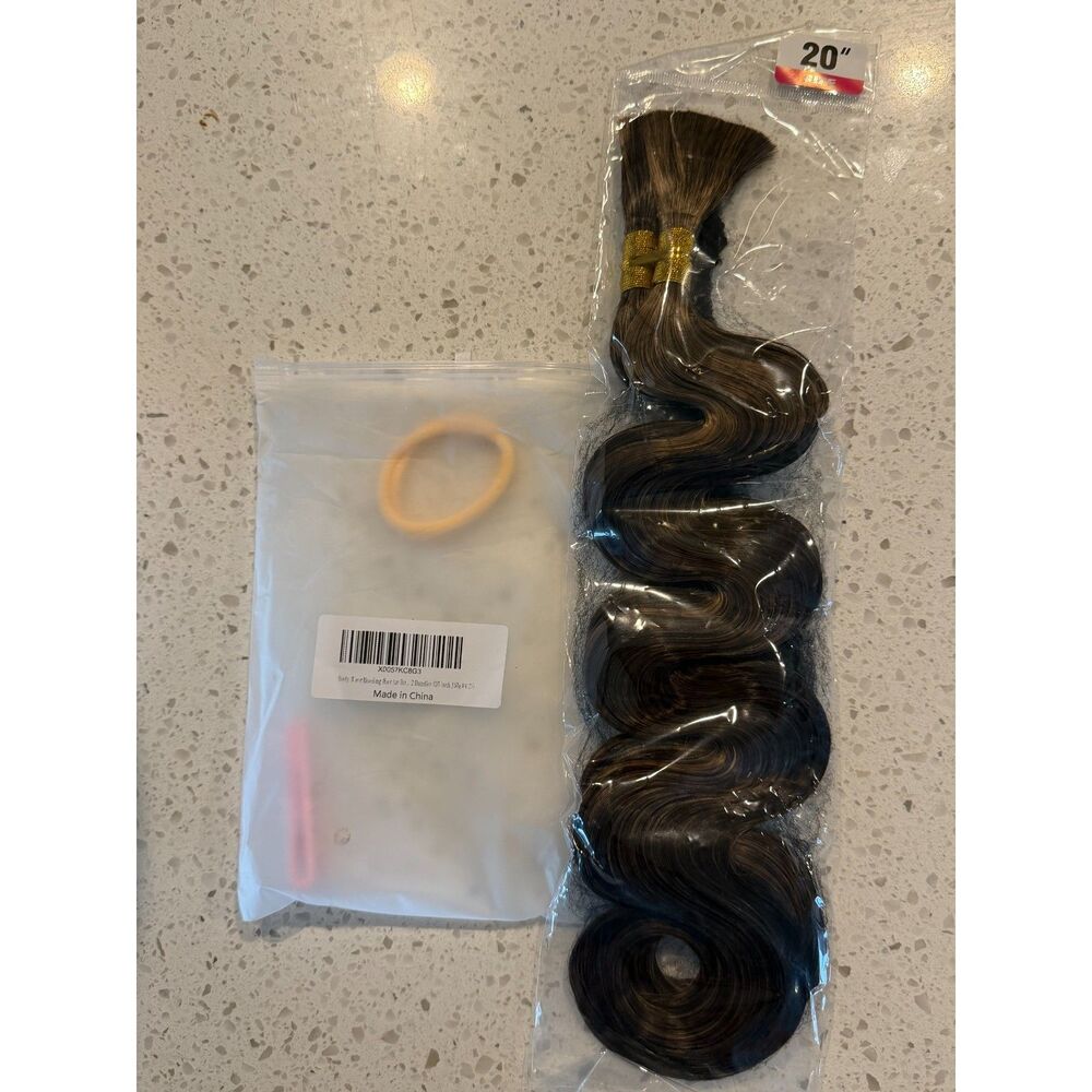 20in Deep Wave Bulk Braiding Hair No Weft 1B/30 2 Bundles Black and Auburn Brown